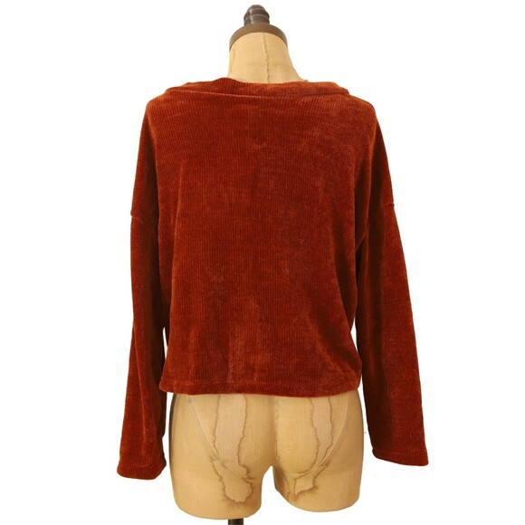 Good Luck Girl Velvety One Button Top Size XL Juniors Rust Orange 3/4 Sleeve B9 - Picture 3 of 5